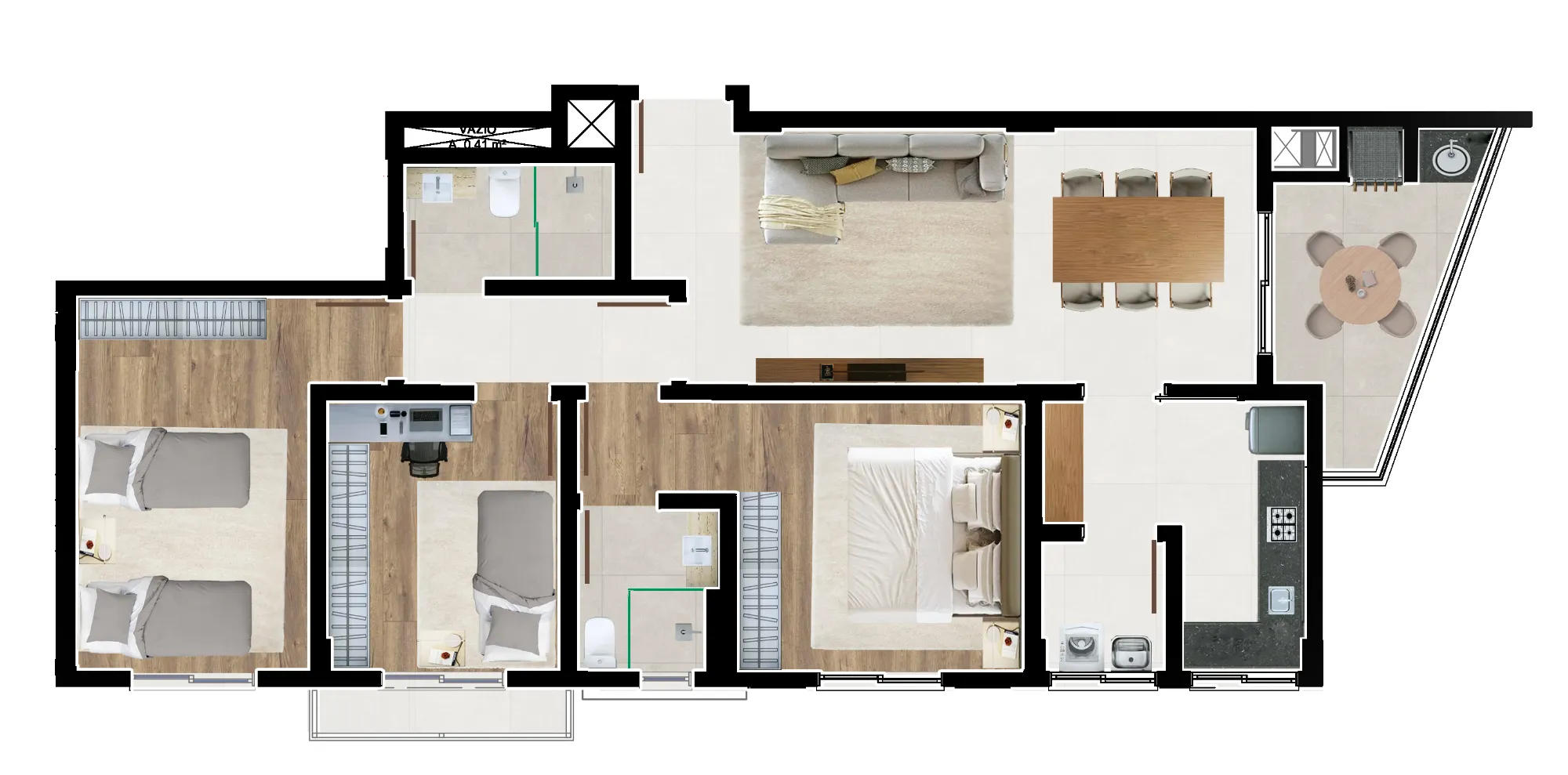 Foto de Apartamento à venda com 3 quartos, sendo 1 suíte, 2 vagas, 84m² na Rua José do Patrocínio no Capoeiras, Florianópolis