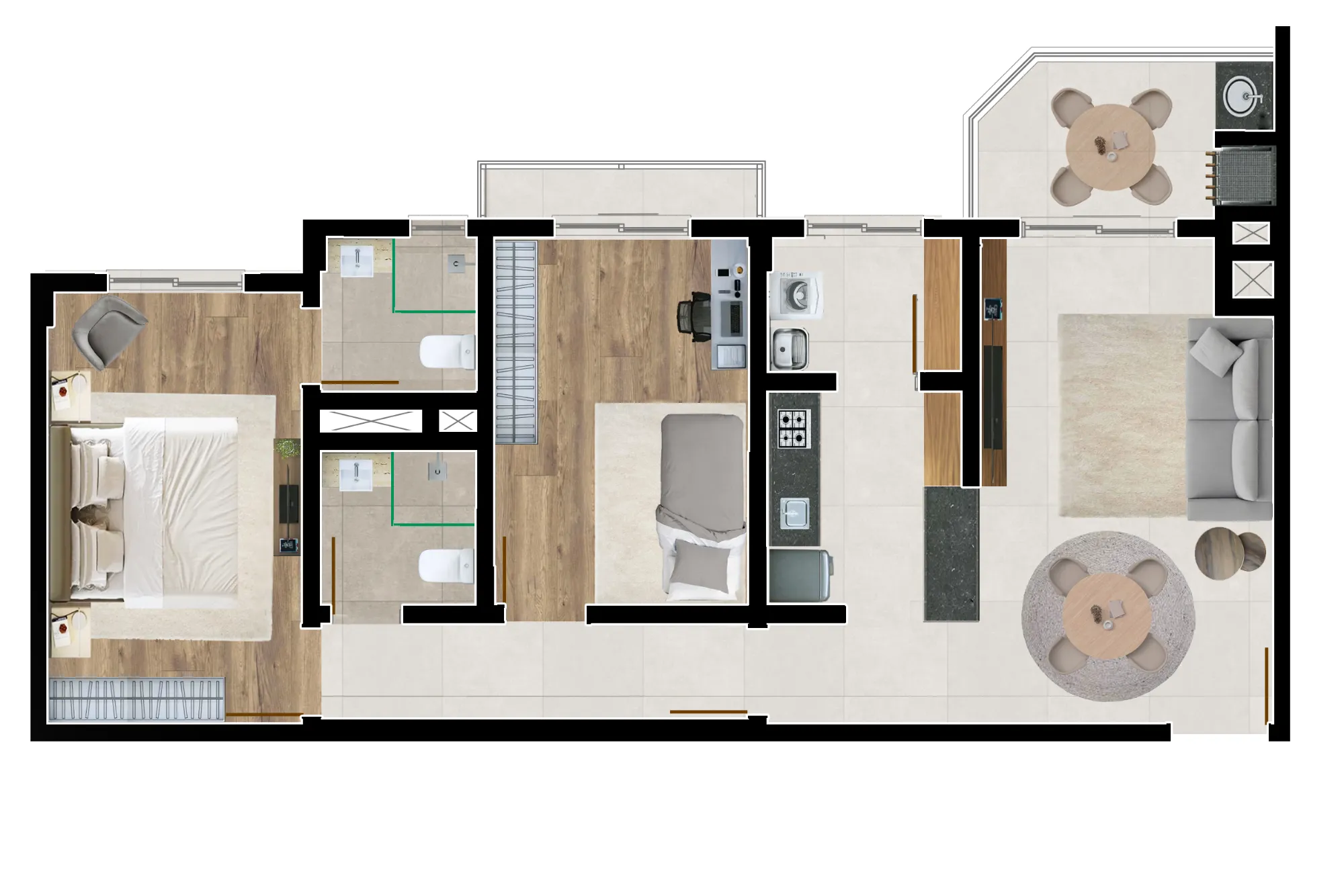 Foto de Apartamento à venda com 2 quartos, sendo 1 suíte, 2 vagas, 68m² na Rua José do Patrocínio no Capoeiras, Florianópolis
